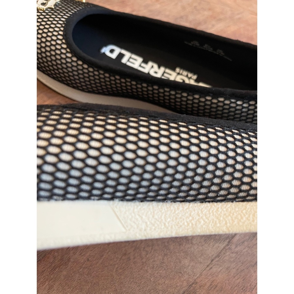 Karl Lagerfeld Paris Womens Black Mesh Embellished Ballet Flats Size 9.5 - Picture 5 of 7